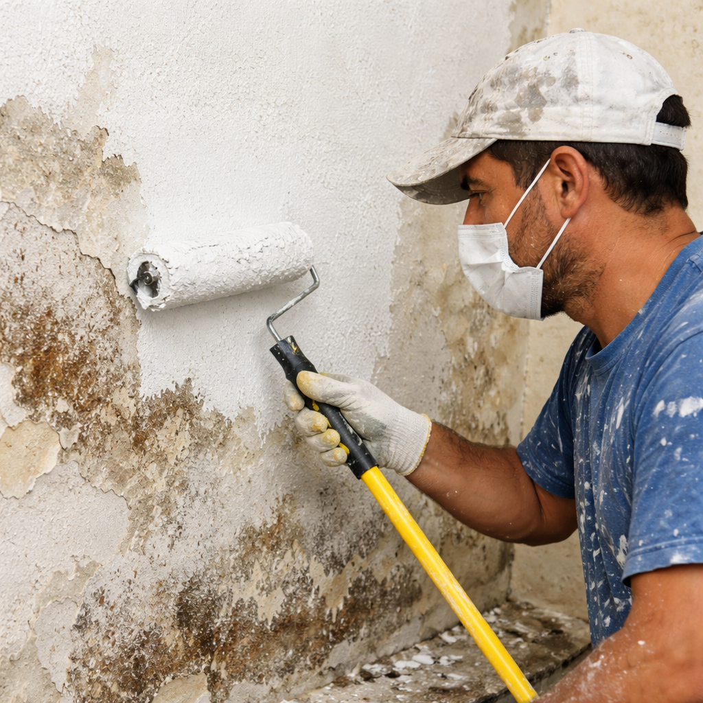 تطبيق طبقة عزل كيميائي للجدران قبل البدء في أعمال الدهان والديكور بجدة