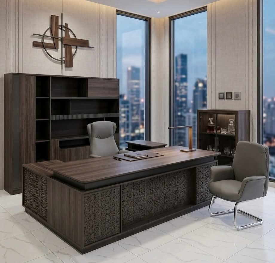 تفصيل مكاتب خشب نجار محترف بجدة بطابع نيو كلاسيك يجمع بين الشكل المودرن مع طابع كلاسيكي بسيط